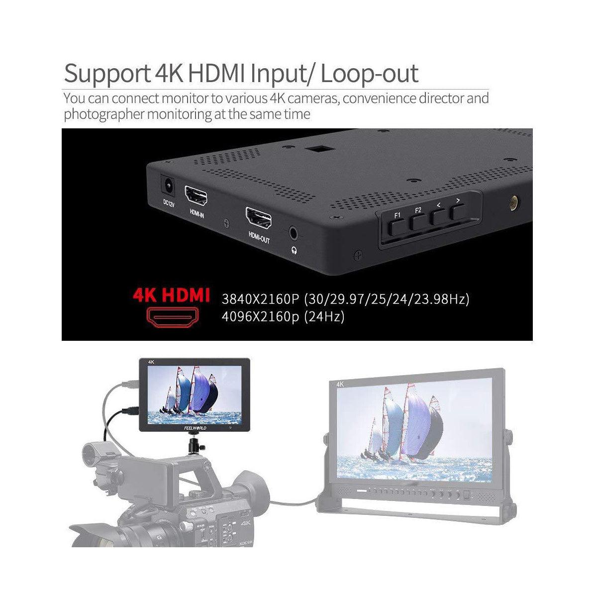 FEELWORLD T7 7 Inch IPS 4K HDMI Camera Field Monitor LCD Video Assist Full HD for DSLR Mirrorless