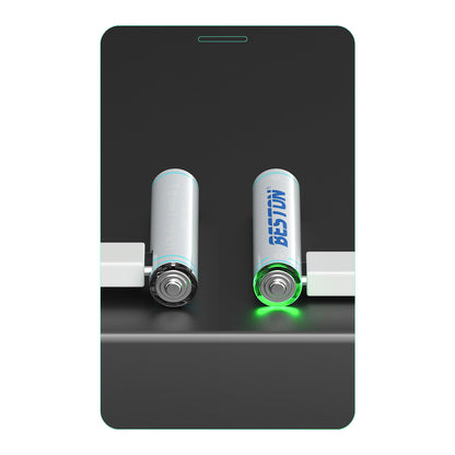 Beston 4pcs AAA 1.5V Li-ion 600mwh USB to Type C Rechargeable Lithium Battery 3AC-18 with Cable