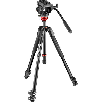 Manfrotto MVK500190XV 500 Fluid Video Head with 190X Video Aluminum Tripod and Leveling Column Kit