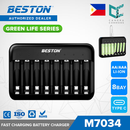 Beston Green Life Series AA AAA C D 9V 16340 18650 Li-ion Rechargeable Battery Type C