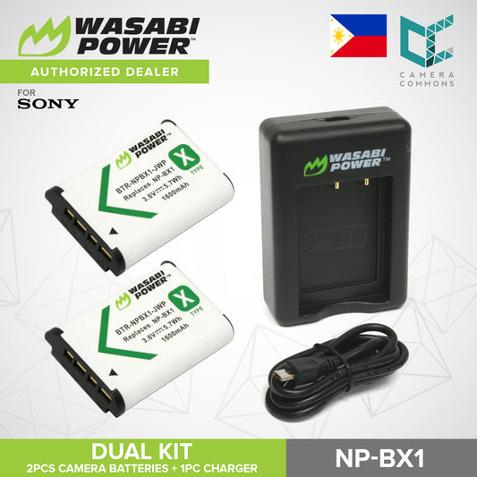Wasabi Power NP-BX1 Dual Kit Battery Charger for Sony Cameras NPBX1