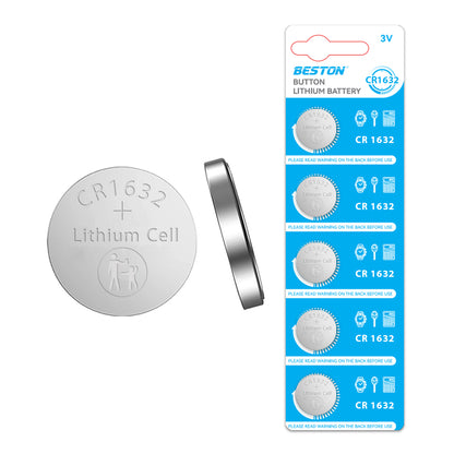 Beston CR1632 Button Cell Lithium Battery Li-ion Coin 3V 3 Volts (Pack of 5)