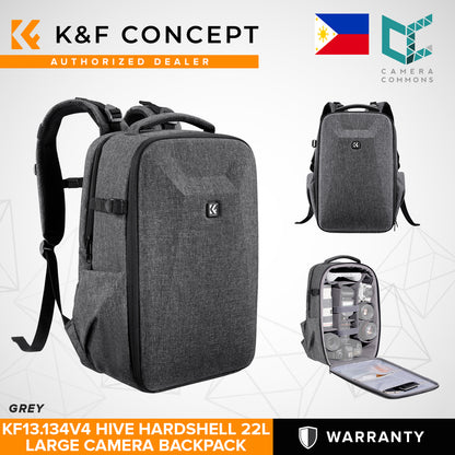 K&F Concept KF13.134 Hive HardShell 22L Large Camera Bag Backpack with 15-15.6 Inches Laptop Compartment