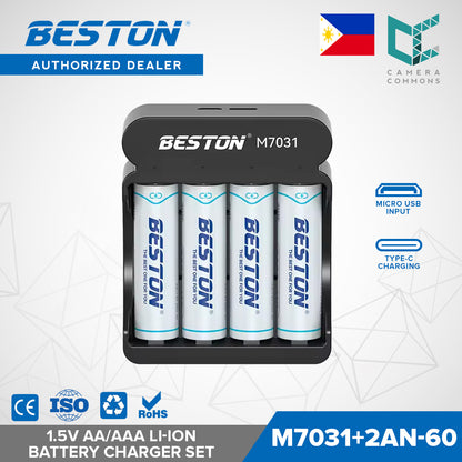 Beston M7031 4 Bay 1.5V AA AAA Lithium Li-ion Smart LED Battery Charger Type C