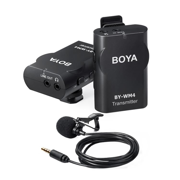 BOYA BY-WM4 2.4GHz Wireless Lavalier Lapel Mic, Omnidirectional Microphone System Audio Recording with Easy Clip On, 3.5mm Plug for Canon Nikon Sony DSLR Camera, Camcorder, iPhone Android - Camera Commons PH