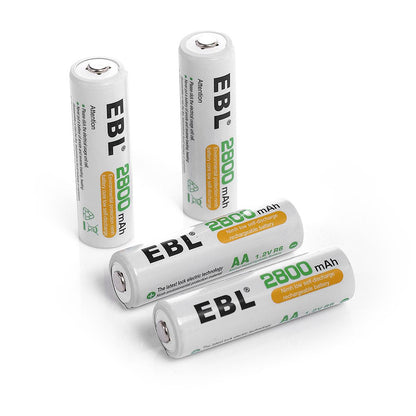 EBL 4 Pack 1.2V AA Size 2800mAh Rechargeable battery - Ni-MH NiMH Batteries Camera Commons PH