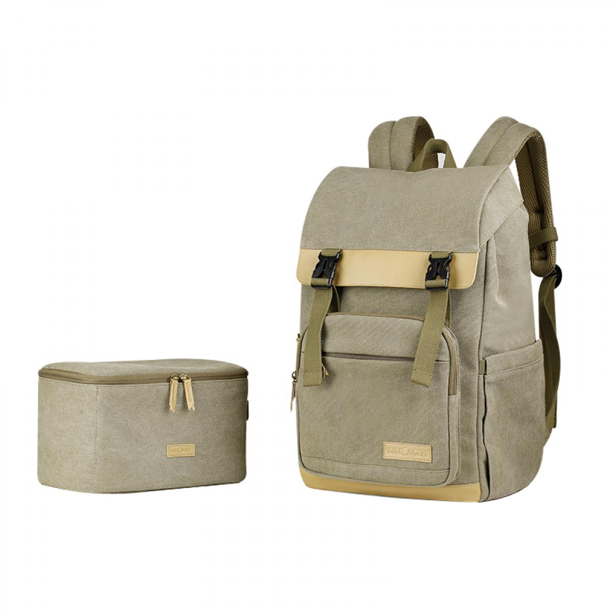 K&F Concept Rover Olive Khaki Professional Camera Backpack with Removable DSLR Case fit up to 15.6" Laptop - 18L | KF13.122