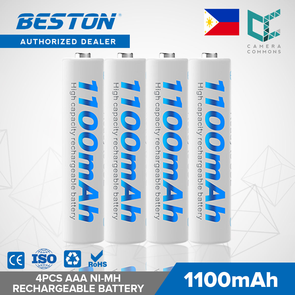 Beston 4pcs AAA 1100mAh Ni-MH Rechargeable Batteries