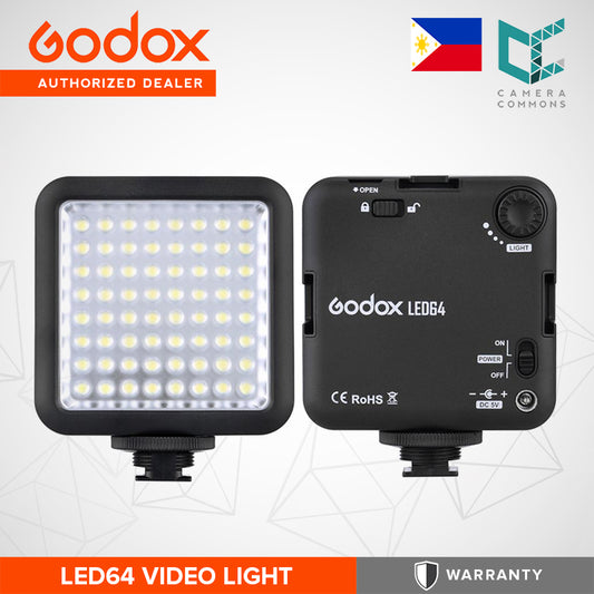 Godox LED64 Portable & Dimmable Continuous On Camera LED Panel Video Light for DSLR Cameras & Camcorders