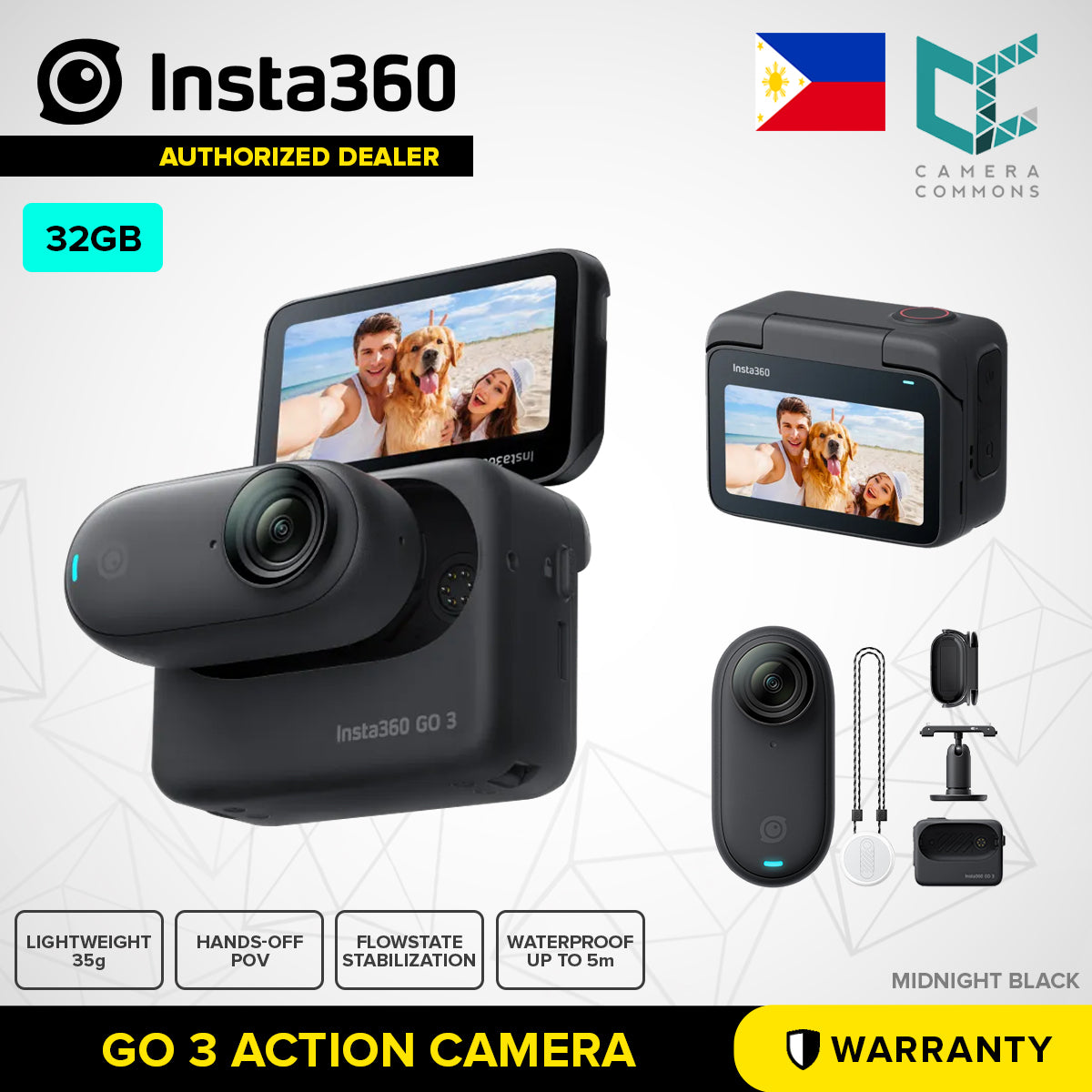 Insta360 GO 3 Action Camera Waterproof Tiny Mighty Small Light Portable Vlogging Touchscreen for Creators