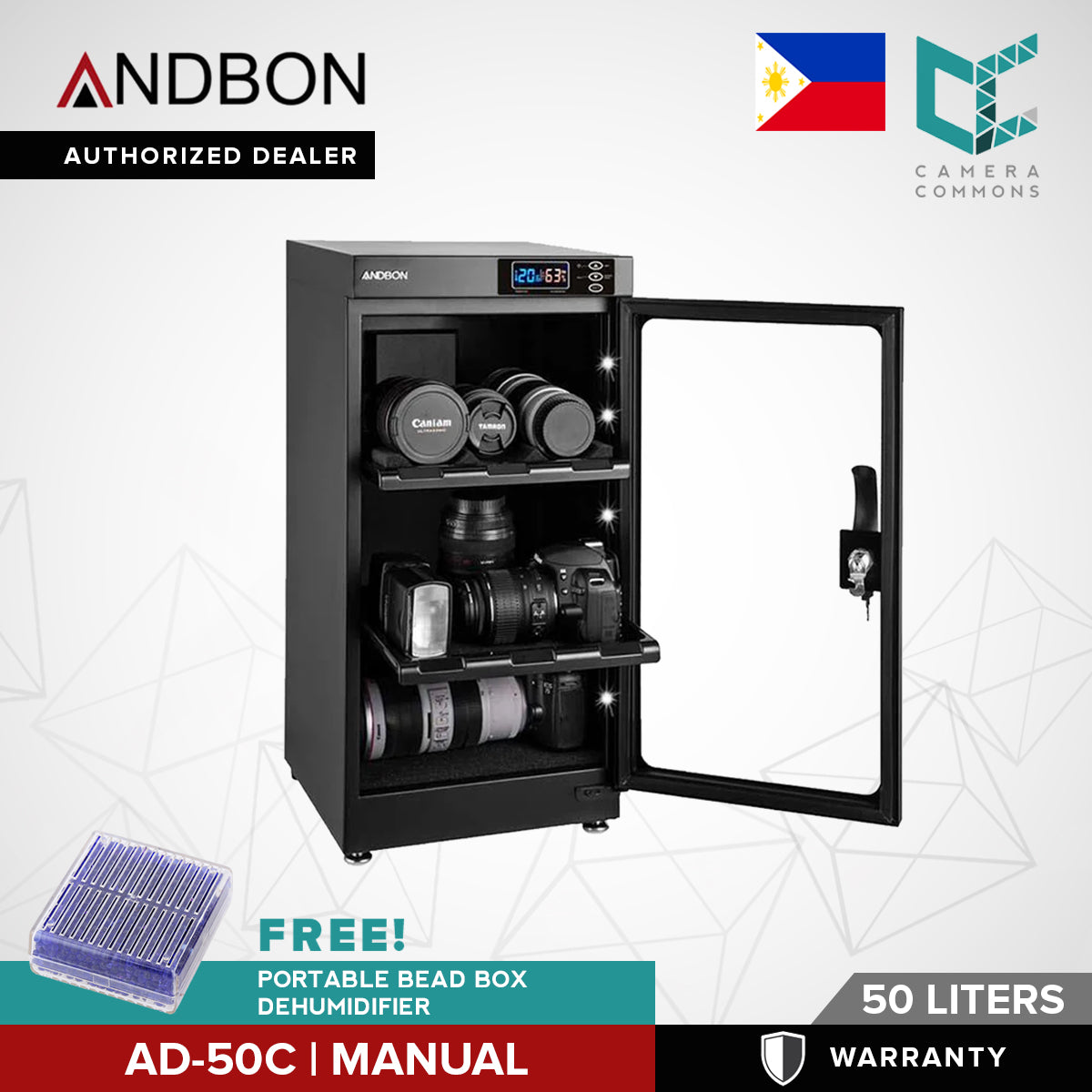 Andbon AD-50C Dry Box Electronic Digital Control Cabinet Storage for Camera Lenses AD50C