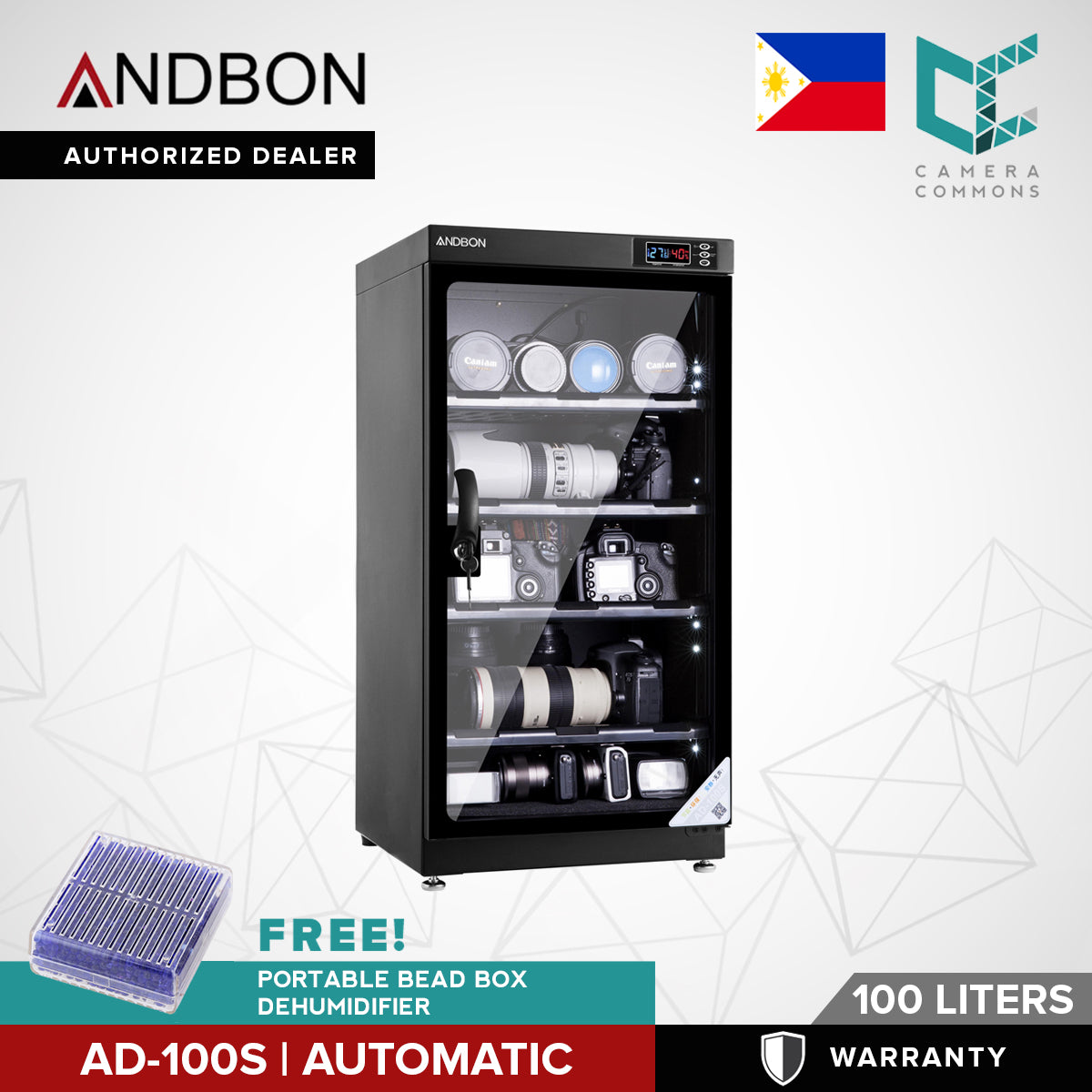 Andbon AD-100S 100L Electronic Automatic Digital Control Dry Cabinet Storage AD100S
