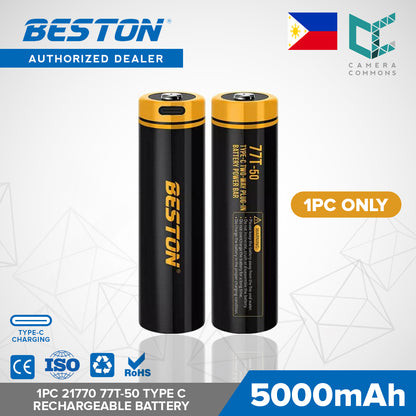 Beston 1pc 21770 77T-50 Type C 5000mah Li-ion Rechargeable Battery Two Way Plug In Black Yellow 77T50