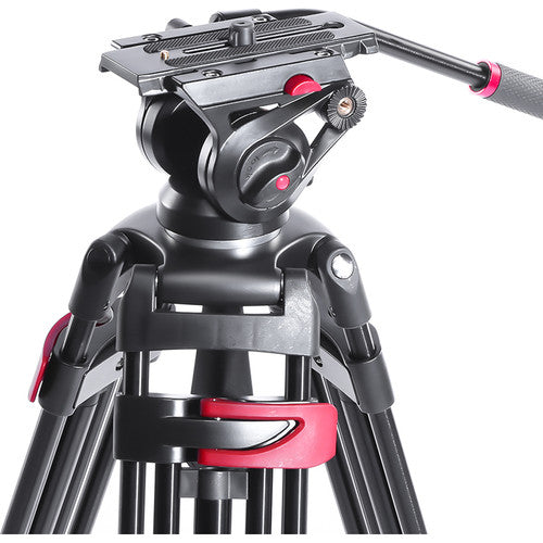 Miliboo MTT602A Professional Aluminum Video Tripod with 65mm Fluid Head and Mid-Level Spreader
