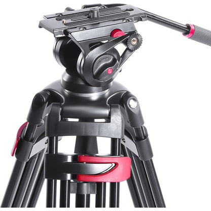 Miliboo MTT602A Professional Aluminum Video Tripod with 65mm Fluid Head and Mid-Level Spreader