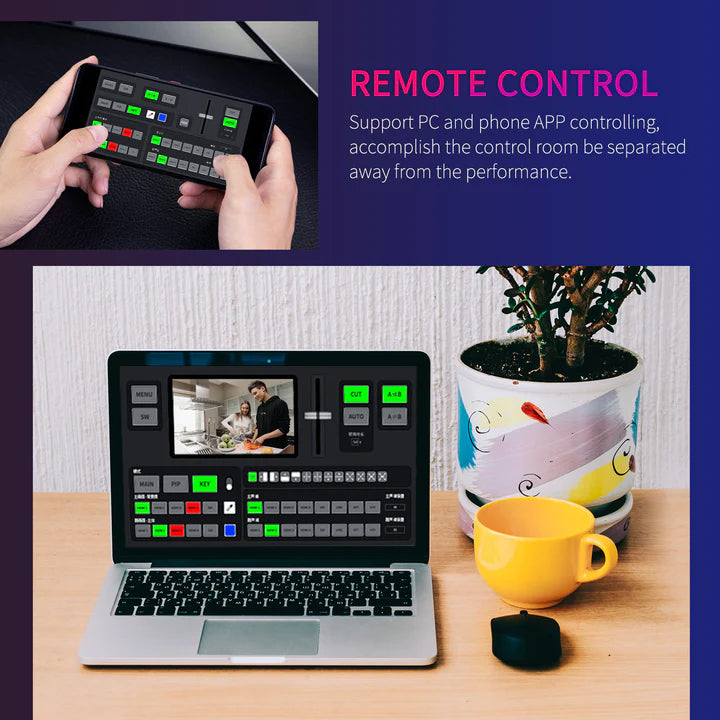 FEELWORLD L4 Multi-Camera Video Mixer Switcher 10.1" Touch Screen USB3 Fast Streaming Chroma Keying