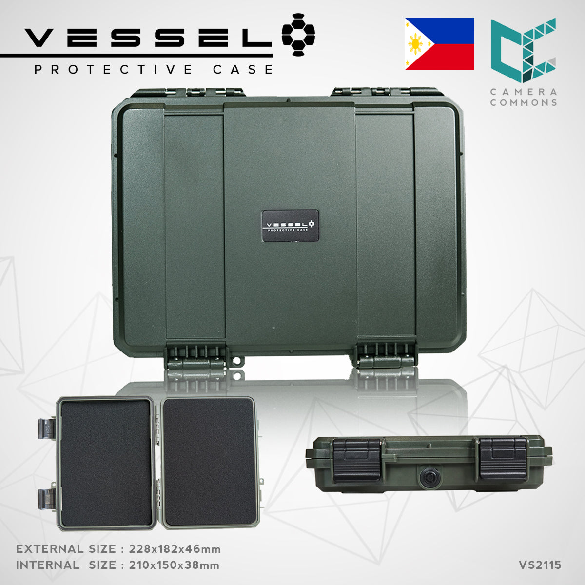 Vessel PICO VS2115 VS2115H VS2115T Portable Military Style Waterproof Small Hard Case for Smart Phone, Electronics, Console, Radio, Camera Batteries, SD Cards