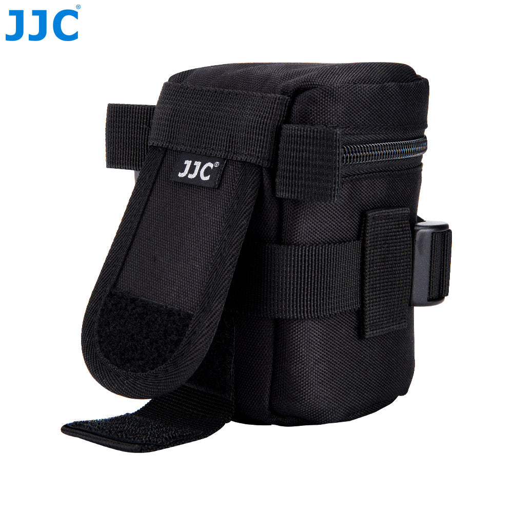 JJC Lens Pouch – Compact Padded Camera Lens Case with Belt Loop, Secure Velcro Flap & Zipper Top