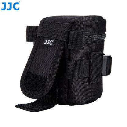 JJC Lens Pouch – Compact Padded Camera Lens Case with Belt Loop, Secure Velcro Flap & Zipper Top