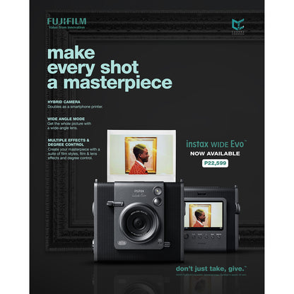 FUJIFILM Instax Wide Evo Hybrid Digital and Instant Film Camera 16MP Sensor Fixed 16mm f/2.4 Lens