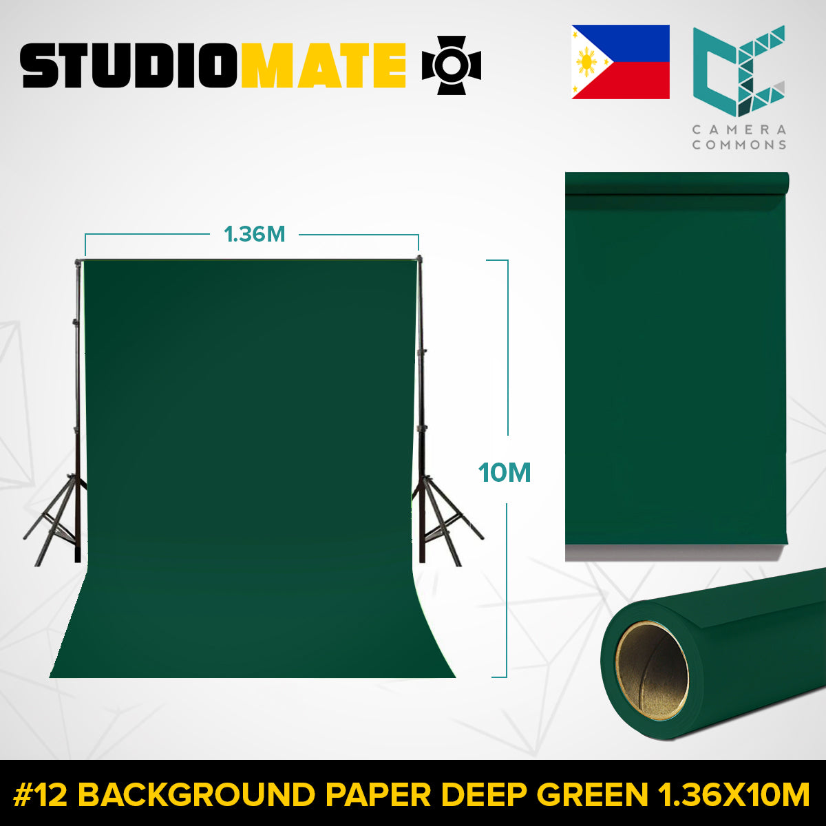 Studiomate Seamless Photography Videography Backdrop Background Paper 1.36x10m / 4.46 x 32 ft Studio Equipment