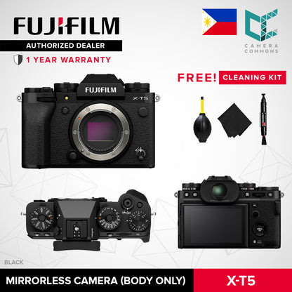 FUJIFILM X-T5 Mirrorless Camera Body 40MP APS-C 7-Stop IBIS Tilting Touchscreen LCD Black Silver