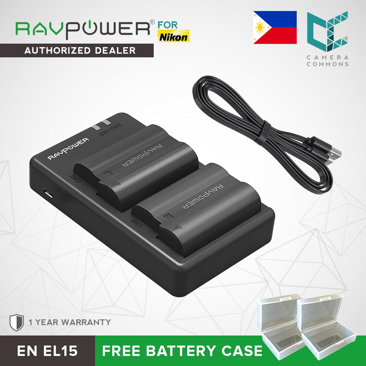 RAVPower EN-EL15 Camera Battery Charger with 2pcs Batteries Set for Nikon Cameras ENEL15