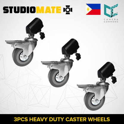 STUDIOMATE SM8 Heavy Duty 3pcs Caster Wheels with Lock | Photography Studio Accessory