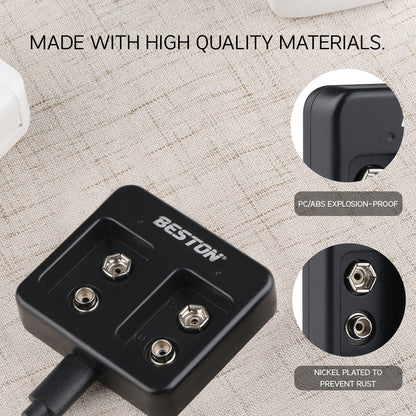 Beston M7005 2-Bay Battery Charger for 9V Rechargeable Lithium Battery