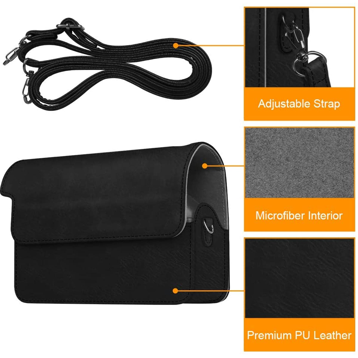 Leather Bag Case Cover Pouch Protector Shoulder Strap Black for Fujifilm Instax Wide 300 Instant Print Camera