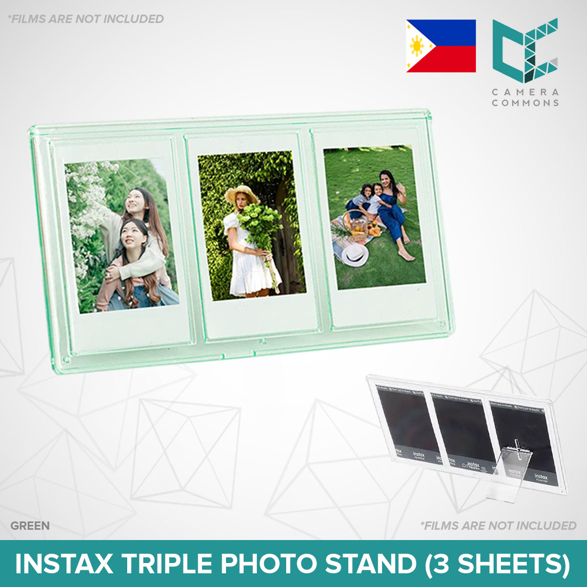 Acrylic Triple Picture Frame Photo Stand 3 in 1 Accessories for Fujifilm Instax Instant Mini Films (3 Sheets)