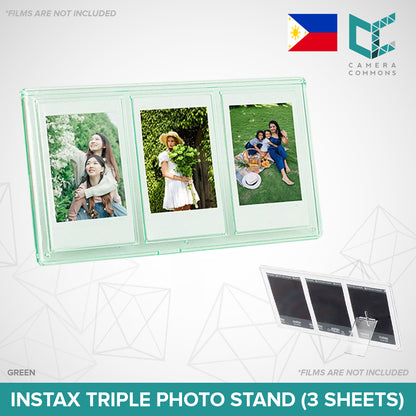 Acrylic Triple Picture Frame Photo Stand 3 in 1 Accessories for Fujifilm Instax Instant Mini Films (3 Sheets)