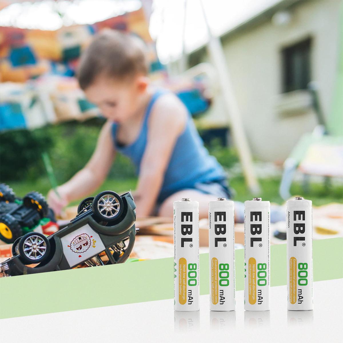 EBL 4 Pack 1.2V AAA Size 800mAh Rechargeable battery - Ni-MH NiMH Camera Commons PH