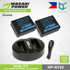 Wasabi Power NP-W126 NP-W126S Dual Kit Battery Charger for Fujifilm Cameras NPW126