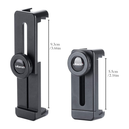 Ulanzi ST-02L Aluminum Phone Tripod Holder Adapter with Microphone Cold Shoe Mount for iPhone X XS MAX Android Mobile Vlog Setup ST-02 L ST-2L
