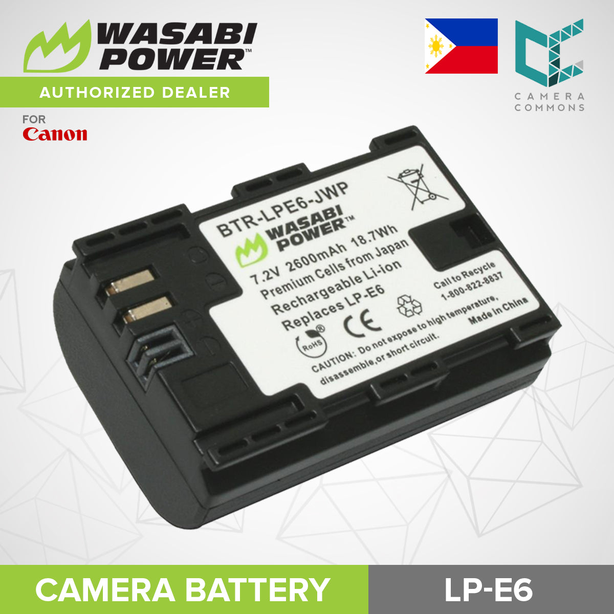 Wasabi Power LP-E6 1pc Rechargeable Battery for Canon Cameras LPE6