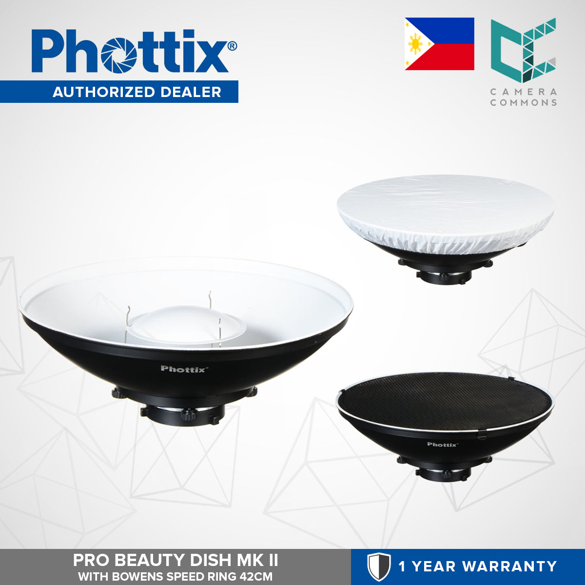 Phottix Pro Beauty Dish MK II with Bowens Speed Ring 42cm 16 Inches White PH82323