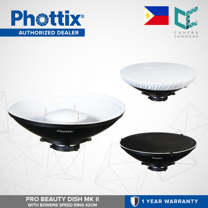Phottix Pro Beauty Dish MK II with Bowens Speed Ring 42cm 16 Inches White PH82323