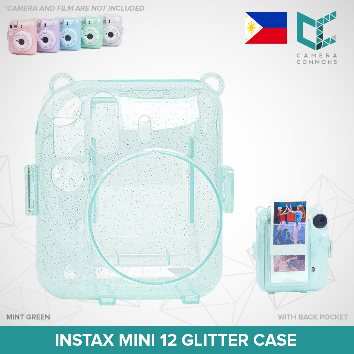 Clear Glitter Case for Fujifilm Instax Mini 11 Mini 12 Camera Transparent Protective Crystal Cover
