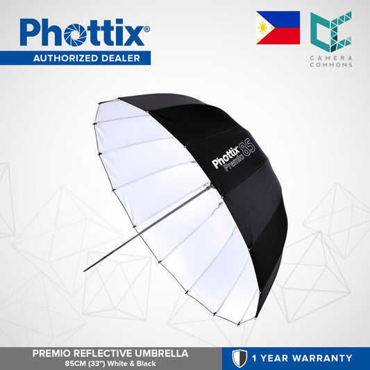 Phottix Premio Reflective Umbrella 85cm 33 Inches Black and White PH85377