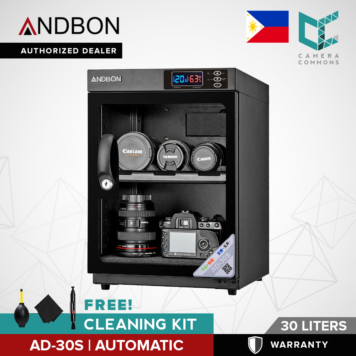 Andbon AD-30S 30L Electronic Automatic Digital Control Dry Cabinet Storage AD30S