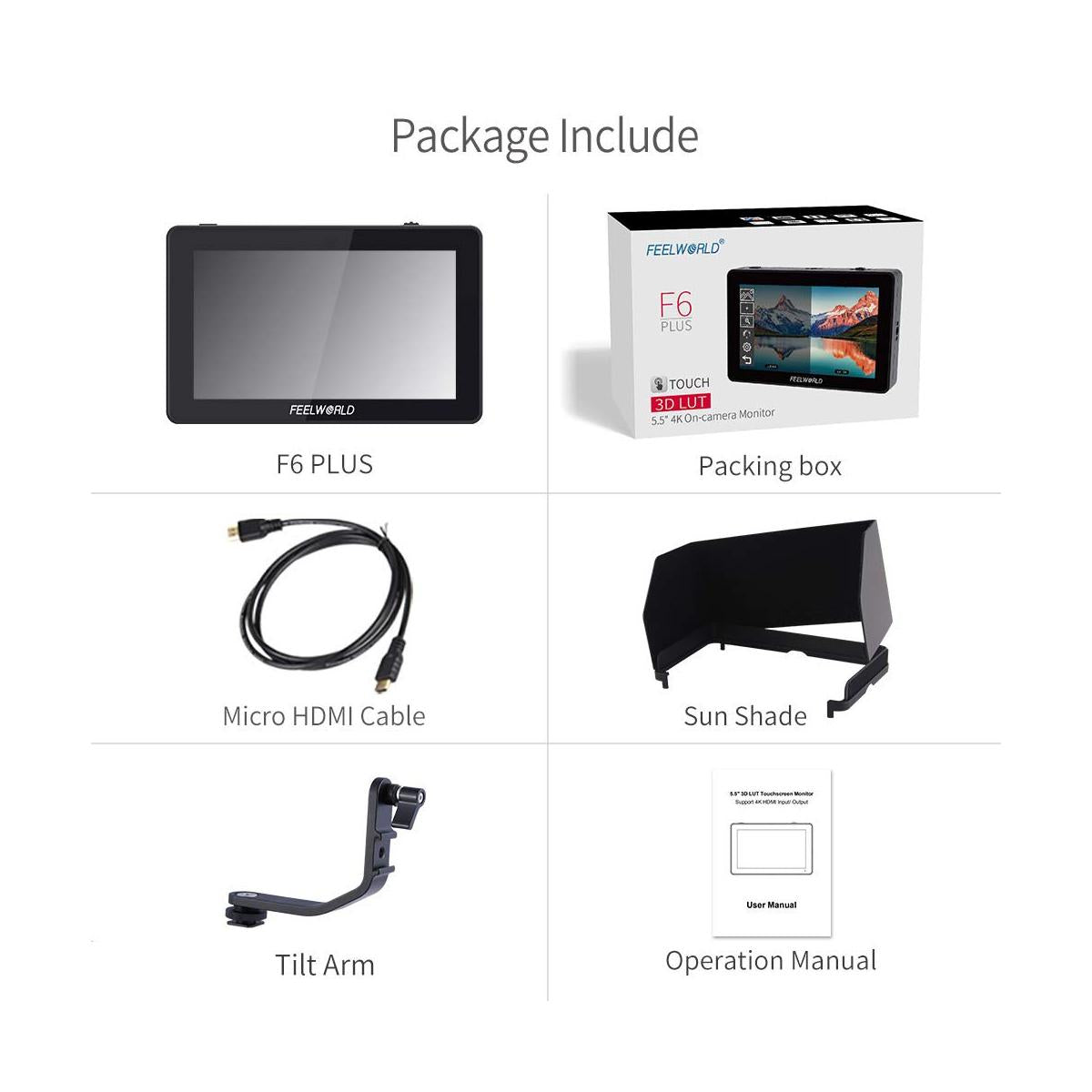 FEELWORLD F6 Plus 5.5" F6 Plus V2 6" Video Monitor 4K HDMI for Camera Studio Equipment