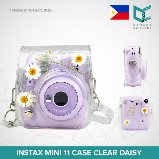 Clear Pressed Daisy Case for Fujifilm Instax Mini 11 Instant Camera Floral Clutch Bag