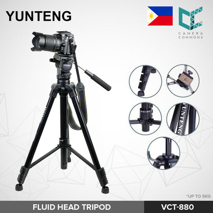 Yunteng VCT-880 Fluid Head Video Tripod for DSLR Mirrorless Photography Videography