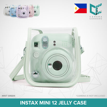 Clear Jelly Case Water Resistant Transparent Protective Cover Sling Bag for Fujifilm Instax Mini 12 Instant Camera