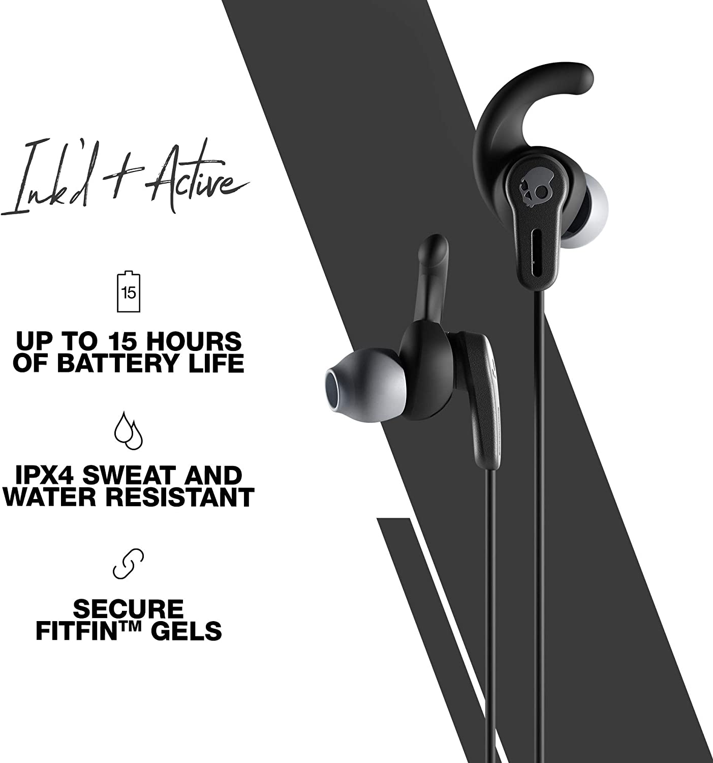 SkullCandy Ink'd+ Active Wireless Sport In-Ear Earbud Bluetooth Audio Sound