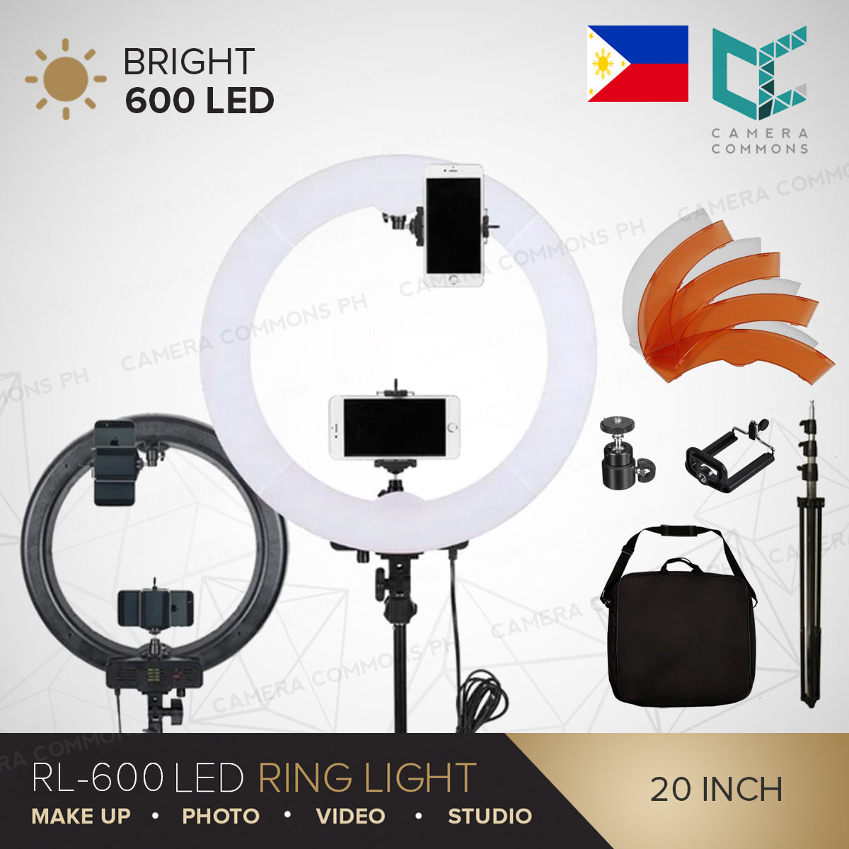 RL600 Ring Light 5500K 600pcs LED Photographic Lighting Dimmable for Photo Video Studio Phone Photography Lamp