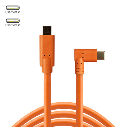 STUDIOMATE USB Type C to USB Type C Right Angle Orange Cable Connector 5 meters 5m