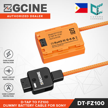 ZGCINE D-Tap / USB-C PD to FZ100 Dummy Battery Cable Braided Wire for Sony Cameras
