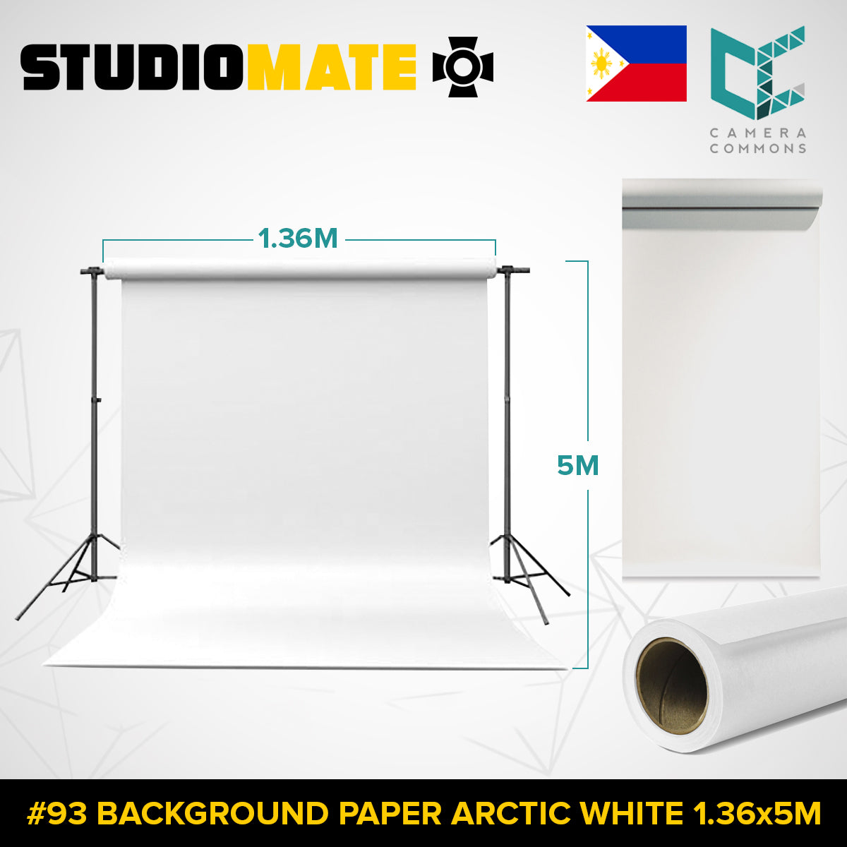Studiomate Seamless Photography Videography Backdrop Background Paper 1.36x5m / 4.46 x 16.4 ft Studio Equipment